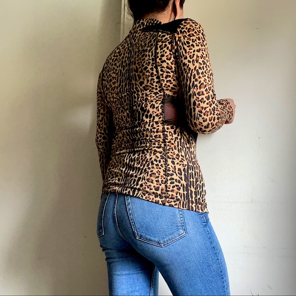 cheetah mock neck top